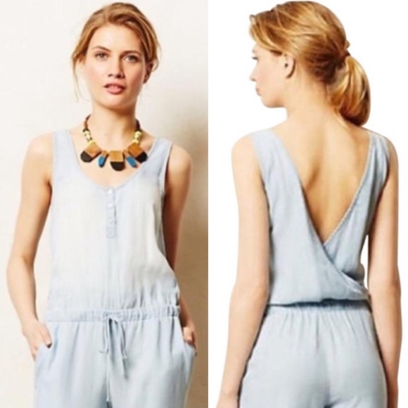 Anthropologie Pants - CLOTH & STONE Chambray Shorts Romper Jumpsuit